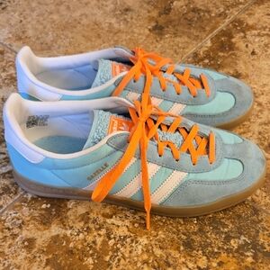 Adidas Gazelle Aqua and Orange Sneakers